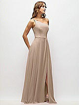Alt View 2 Thumbnail - Topaz One-Shoulder Chiffon Maxi Dress with Shirred Front Slit