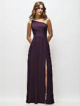 Alt View 1 Thumbnail - Aubergine One-Shoulder Chiffon Maxi Dress with Shirred Front Slit
