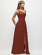 Alt View 2 Thumbnail - Auburn Moon One-Shoulder Chiffon Maxi Dress with Shirred Front Slit