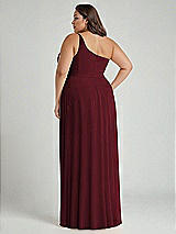 Alt View 2 Thumbnail - Cabernet One-Shoulder Chiffon Maxi Dress with Shirred Front Slit
