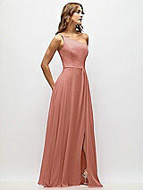 Alt View 2 Thumbnail - Desert Rose One-Shoulder Chiffon Maxi Dress with Shirred Front Slit