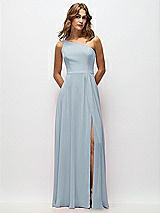 Alt View 1 Thumbnail - Mist One-Shoulder Chiffon Maxi Dress with Shirred Front Slit