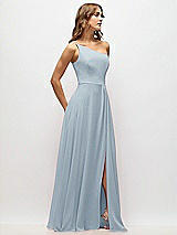 Alt View 2 Thumbnail - Mist One-Shoulder Chiffon Maxi Dress with Shirred Front Slit