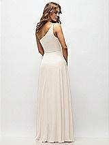 Alt View 3 Thumbnail - Oat One-Shoulder Chiffon Maxi Dress with Shirred Front Slit