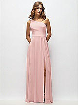 Alt View 1 Thumbnail - Rose One-Shoulder Chiffon Maxi Dress with Shirred Front Slit