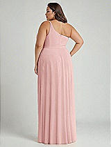 Alt View 2 Thumbnail - Rose One-Shoulder Chiffon Maxi Dress with Shirred Front Slit