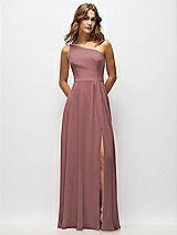 Alt View 1 Thumbnail - Rosewood One-Shoulder Chiffon Maxi Dress with Shirred Front Slit