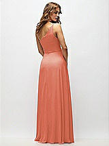 Alt View 3 Thumbnail - Terracotta Copper One-Shoulder Chiffon Maxi Dress with Shirred Front Slit