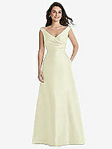 Front View Thumbnail - Butter Yellow Off-the-Shoulder Draped Wrap Maxi Dress with Pockets