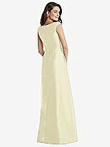 Rear View Thumbnail - Butter Yellow Off-the-Shoulder Draped Wrap Maxi Dress with Pockets
