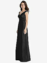 Side View Thumbnail - Black Off-the-Shoulder Draped Wrap Maxi Dress with Pockets