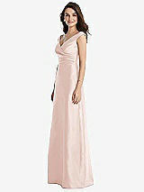 Side View Thumbnail - Blush Off-the-Shoulder Draped Wrap Maxi Dress with Pockets