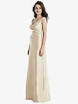 Side View Thumbnail - Champagne Off-the-Shoulder Draped Wrap Maxi Dress with Pockets