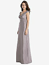 Side View Thumbnail - Cashmere Gray Off-the-Shoulder Draped Wrap Maxi Dress with Pockets