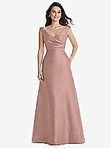 Front View Thumbnail - Neu Nude Off-the-Shoulder Draped Wrap Maxi Dress with Pockets