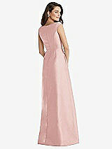 Rear View Thumbnail - Rose Off-the-Shoulder Draped Wrap Maxi Dress with Pockets