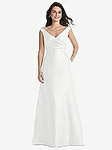 Front View Thumbnail - White Off-the-Shoulder Draped Wrap Maxi Dress with Pockets