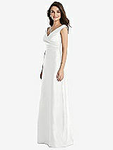 Side View Thumbnail - White Off-the-Shoulder Draped Wrap Maxi Dress with Pockets