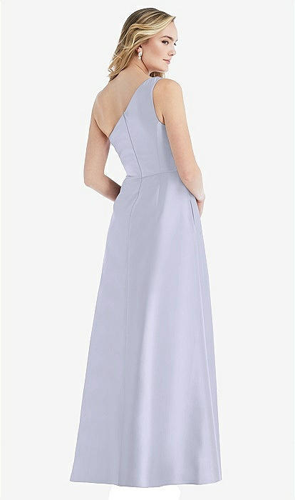 Pleated Draped One-shoulder Satin Maxi Bridesmaid Dress With