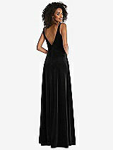 Rear View Thumbnail - Black Twist Front Cutout Velvet Maxi Dress - Cameron