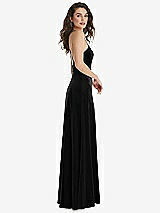 Side View Thumbnail - Black High Neck Halter Open-Back Velvet Dress - Alix
