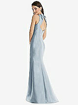 Rear View Thumbnail - Mist Jewel Neck Bowed Open-Back Trumpet Dress