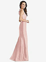 Side View Thumbnail - Rose Jewel Neck Bowed Open-Back Trumpet Dress 