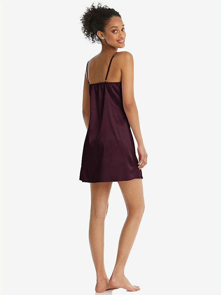 Back View - Bordeaux Mini Stretch Satin Slip with Adjustable Straps - Kyle