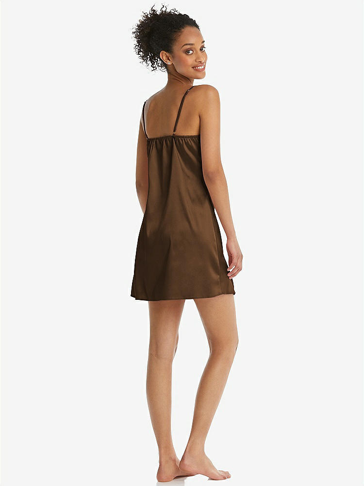 Back View - Latte Mini Stretch Satin Slip with Adjustable Straps - Kyle