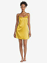 Front View Thumbnail - Marigold Mini Stretch Satin Slip with Adjustable Straps - Kyle