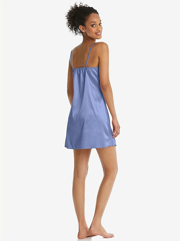 Back View - Periwinkle - PANTONE Serenity Mini Stretch Satin Slip with Adjustable Straps - Kyle