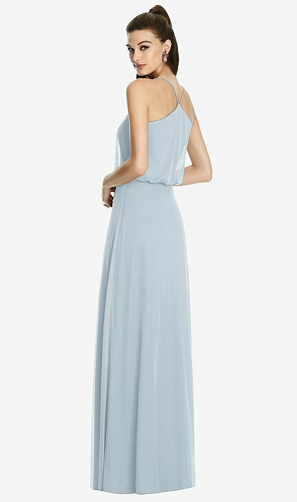 Back View - Mist Inverted V-Back Blouson A-Line Maxi Dress