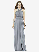 Front View Thumbnail - Platinum Twist Halter Low Illusion Back Maxi Dress