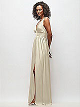 Alt View 3 Thumbnail - Champagne Deep V-Neck Shirred Skirt Maxi Dress with Convertible Straps