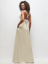 Alt View 4 Thumbnail - Champagne Deep V-Neck Shirred Skirt Maxi Dress with Convertible Straps