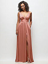 Alt View 2 Thumbnail - Desert Rose Deep V-Neck Shirred Skirt Maxi Dress with Convertible Straps