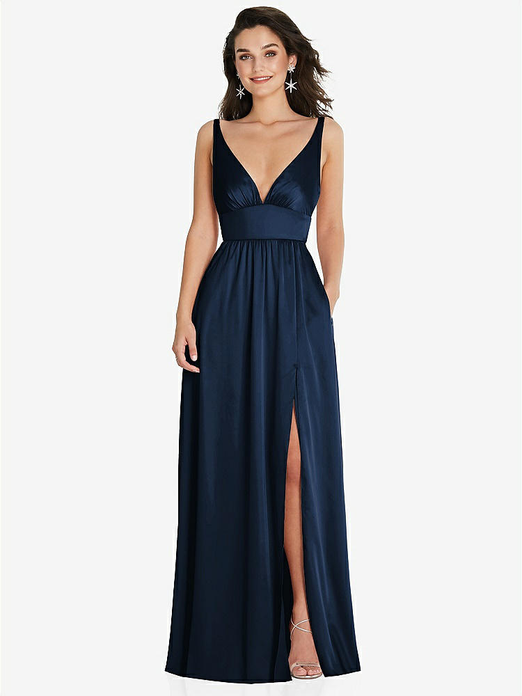 Stand Collar Cutout Tie Back Maxi Bridesmaid Dress With