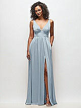 Alt View 2 Thumbnail - Mist Deep V-Neck Shirred Skirt Maxi Dress with Convertible Straps