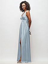 Alt View 3 Thumbnail - Mist Deep V-Neck Shirred Skirt Maxi Dress with Convertible Straps