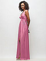 Alt View 3 Thumbnail - Orchid Pink Deep V-Neck Shirred Skirt Maxi Dress with Convertible Straps