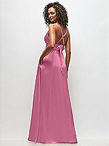 Alt View 4 Thumbnail - Orchid Pink Deep V-Neck Shirred Skirt Maxi Dress with Convertible Straps