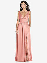 Front View Thumbnail - Rose Deep V-Neck Shirred Skirt Maxi Dress with Convertible Straps