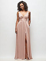 Alt View 2 Thumbnail - Toasted Sugar Deep V-Neck Shirred Skirt Maxi Dress with Convertible Straps