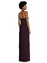 Alt View 4 Thumbnail - Deep Plum Draped Chiffon Grecian Column Gown with Convertible Straps