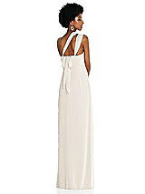 Alt View 2 Thumbnail - Ivory Draped Chiffon Grecian Column Gown with Convertible Straps