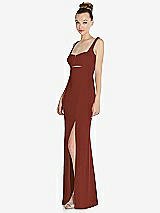 Side View Thumbnail - Auburn Moon Wide Strap Slash Cutout Empire Dress with Front Slit
