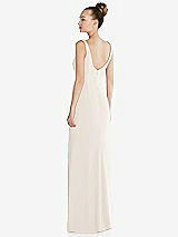 Rear View Thumbnail - Ivory Wide Strap Slash Cutout Empire Dress with Front Slit