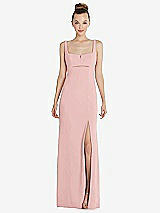 Front View Thumbnail - Rose Wide Strap Slash Cutout Empire Dress with Front Slit