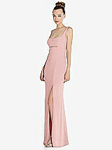 Side View Thumbnail - Rose Wide Strap Slash Cutout Empire Dress with Front Slit