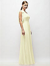 Alt View 5 Thumbnail - Butter Yellow Draped One-Shoulder Maxi Dress with Scarf Bow